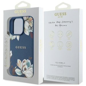 Husa pentru iPhone 16 Pro Max - Guess Grained Flowers MagSafe (GUHMP16XPGNMPLMB) - Blue - Img 7
