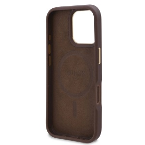 Husa pentru iPhone 16 Pro Max - Guess Hardcase 4G Logo Plate MagSafe (GUHMP16XU4GPRK) - Black - Img 6