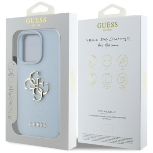 Husa pentru iPhone 16 Pro Max - Guess Hardcase Grained Big 4G Logo Small Classic Logo (GUHCP16XPGT4MBB) - Blue - Img 7