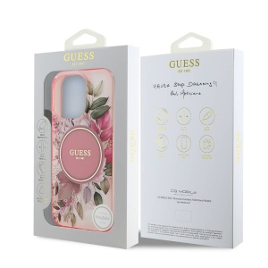 Husa pentru iPhone 16 Pro Max - Guess IML Flower & Tonal Circle MagSafe (GUHMP16XHFWBDCEP) - Pink - Img 7
