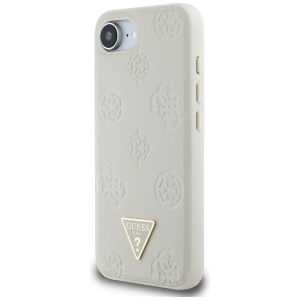 Husa pentru iPhone 16e - Guess Peony Grained Hot Stamp Triangle Logo MagSafe (GUHMPSE4PGBTME) - Beige - Img 8