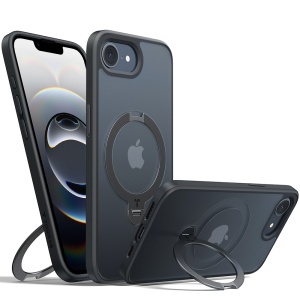 Husa pentru iPhone 16e - Torras Ostand Spin MagSafe Series - Black - Img 1