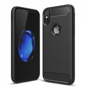 Husa pentru iPhone X / iPhone XS - Techsuit Carbon Silicone - Black - Img 1