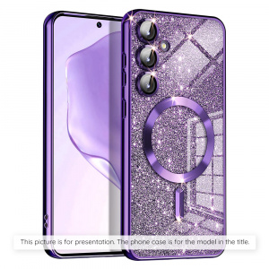 Husa pentru Samsung Galaxy S21 FE 5G - Techsuit Luxury Glitter MagSafe - Deep Purple - Img 2