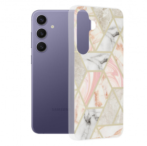 Husa pentru Samsung Galaxy S24 Plus - Techsuit Marble Series - Pink Hex - Img 1