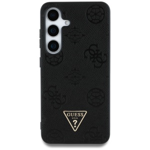 Husa pentru Samsung Galaxy S25 - Guess Peony Grained Hot Stamp Triangle Logo MagSafe (GUHMS25SPGBTMK) - Black - Img 3
