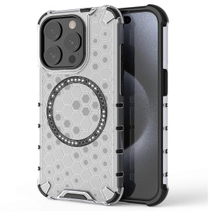 Husa transparenta pentru iPhone 15 Pro Max - Techsuit HoneyComb Shield MagSafe - White