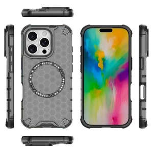 Husa transparenta pentru iPhone 16 Pro - Techsuit HoneyComb Shield MagSafe - Black - Img 5
