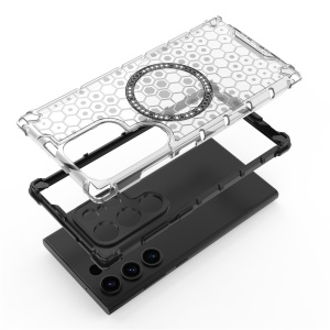 Husa transparenta pentru Samsung Galaxy S24 Ultra - Techsuit HoneyComb Shield MagSafe - Lime Green - Img 6