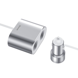Incarcator auto Baseus High Efficiency 2 sloturi bricheta 80W +dual USB argintiu - Img 2