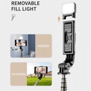 Selfie Stick cu Trepied si Telecomanda, 70cm, Mini - Techsuit (Q10s) - Black - Img 4