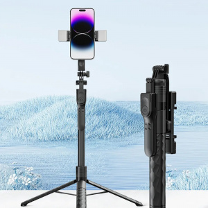 Selfie Stick Stabil cu Trepied, 183cm - Techsuit (K28P) - Black - Img 5