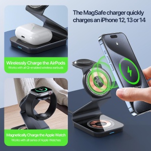 Statie de Alimentare pentru Phone 15W, AirPods 3W, Apple Watch 2.5W + Cablu Type-C, 1m - Duzzona (W21) - Transparent - Img 3