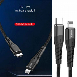 Cablu de Date Type-C la Lightning 18W, 1.2m - Yesido (CA-48) - Black - Img 6