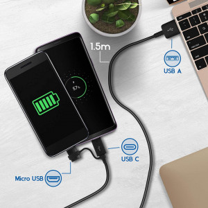 Cablu de date USB la Micro-USB, Type-C, 1.5m - Samsung (EP-DG950DBEGWW) - Black - Img 4