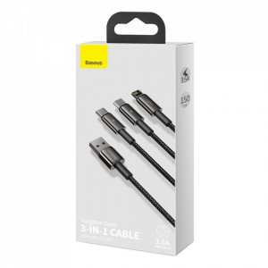 Cablu de Date USB la Type-C, Lightning, Micro-USB - Baseus Tugsten Gold (CAMLTWJ-01) - Black - Img 7