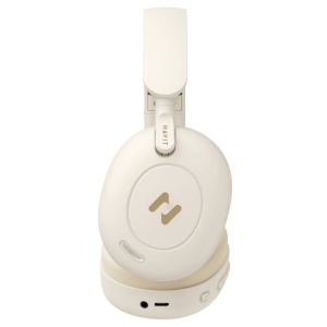 Casti cu Husa de Protectie, Bluetooth 5.3, Hybrid ANC, 700mAh, USB-C - Havit (H655BT Pro) - Beige - Img 4