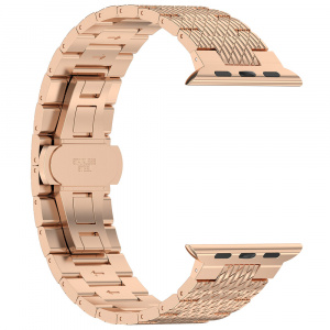 Curea pentru Apple Watch 1/2/3/4/5/6/7/8/9/10/SE/SE 2 (38/40/41/42mm) - Techsuit Watchband (W052) - RoseÂ Gold - Img 4