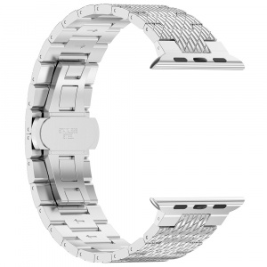Curea pentru Apple Watch 1/2/3/4/5/6/7/8/9/10/SE/SE 2 (38/40/41/42mm) - Techsuit Watchband (W052) - Silver - Img 4