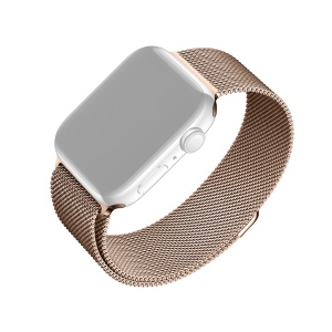 Curea pentru Apple Watch 1/2/3/4/5/6/7/8/9/10/SE/SE 2 (38/40/41/42mm) - Fixed Mesh Strap - Rose Gold - Img 1