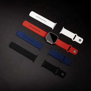 Curea pentru Apple Watch 1/2/3/4/5/6/7/8/9/10/SE/SE 2/Ultra/Ultra 2 (42/44/45/46/49mm) - Fixed Silicone Sporty Strap Set - Black - Img 4