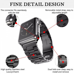 Curea pentru Apple Watch 1/2/3/4/5/6/7/8/9/10/SE/SE 2/Ultra/Ultra 2 (42/44/45/46/49mm) - Techsuit Watchband (W036) - Black - Img 7