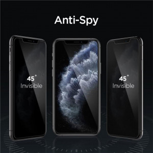 Folie pentru iPhone 11 / iPhone XR - Spigen Glas.tR Align Master Privacy - Black - Img 2
