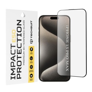 Folie pentru iPhone 15 Pro Max - Techsuit ESD Glass - Black