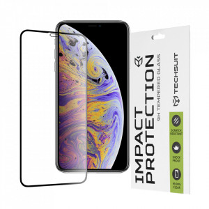 Folie pentru iPhone XS Max / iPhone 11 Pro Max - Techsuit 111D Full Cover / Full Glue Glass - Black