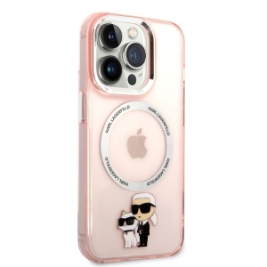 Husa iPhone 14 Pro - Karl Lagerfeld Hardcase MagSafe (KLHMP14LHNKCIP) - Pink Iconic Karl&Choupette - Img 6
