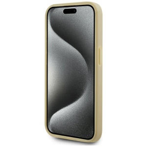 Husa iPhone 15 Pro - Karl Lagerfeld Hardcase Leather (KLHCP15LPFMFBKMD) - Gold Metal Signature - Img 5