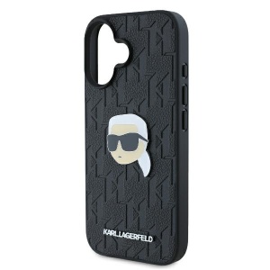 Husa iPhone 16 - Karl Lagerfeld Hardcase Leather Monogram (KLHCP16SPGKLKIPK) - Karl Head Pin - Img 2
