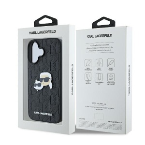 Husa iPhone 16 - Karl Lagerfeld Hardcase Leather Monogram (KLHCP16SPGKLKCPK) - Karl&Chaoupette Head Pin - Img 7