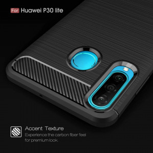 Husa pentru Huawei P30 Lite / P30 lite New Edition - Techsuit Carbon Silicone - Black - Img 4