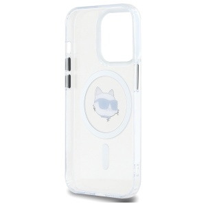 Husa pentru iPhone 12 / iPhone 12 Pro - Karl Lagerfeld IML MagSafe (KLHMP12MHLSCHH) - White Metal Choupette`s Head - Img 6