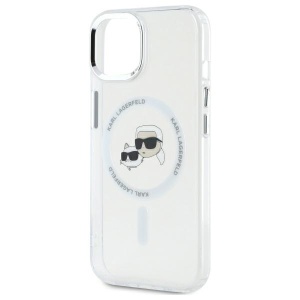 Husa pentru iPhone 14 - Karl Lagerfeld IML MagSafe (KLHMP14SHLSKCH) - White Metal Karl&Choupette Head - Img 5