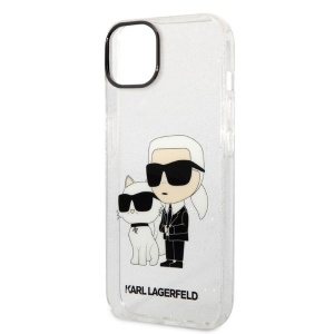 Husa pentru iPhone 14 Plus - Karl Lagerfeld Hardcase Glitter (KLHCP14MHNKCTGT) - Transparent Karl&Choupette - Img 2