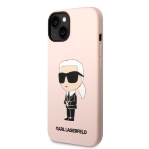 Husa pentru iPhone 14 Plus - Karl Lagerfeld Silicone MagSafe (KLHMP14MSNIKBCP) - Pink Ikonik - Img 5