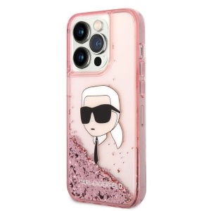 Husa pentru iPhone 14 Pro - Karl Lagerfeld Hardcase Glitter (KLHCP14LLNKHCP) - Pink Karl Head - Img 3