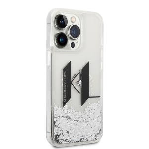 Husa pentru iPhone 14 Pro - Karl Lagerfeld Hardcase Liquid Glitter (KLHCP14LLBKLCS) - Big KL - Img 5