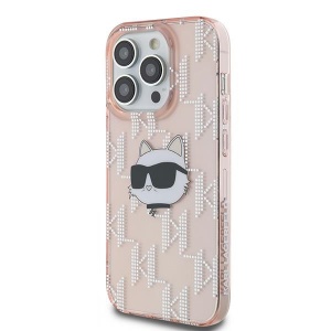 Husa pentru iPhone 14 Pro - Karl Lagerfeld IML Luxury (KLHCP14LHKLPCHP) - Pink Choupette Head&Monogram - Img 6