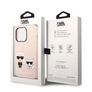 Husa pentru iPhone 14 Pro - Karl Lagerfeld Silicone MagSafe (KLHMP14LSSKCI) - Light Pink Karl&Choupette - Img 7