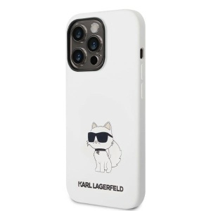 Husa pentru iPhone 14 Pro - Karl Lagerfeld Silicone MagSafe (KLHMP14LSNCHBCH) - White Choupette - Img 6