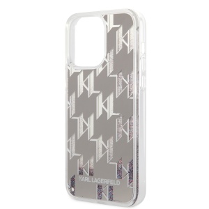 Husa pentru iPhone 14 Pro Max - Karl Lagerfeld Hardcase Liquid Glitter (KLHCP14XLMNMS) - Silver Monogram - Img 2