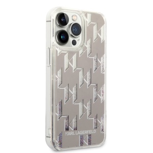 Husa pentru iPhone 14 Pro Max - Karl Lagerfeld Hardcase Liquid Glitter (KLHCP14XLMNMS) - Silver Monogram - Img 7