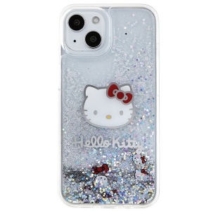 Husa pentru iPhone 15 - Hello Kitty Hardcase Liquid Glitter Charms Kitty Head (HKHCP15SLIKHET) - Silver - Img 2
