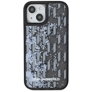 Husa pentru iPhone 15 - Karl Lagerfeld Hardcase Liquid Glitter (KLHCP15SLKLGKCCK) - Monogram - Img 3