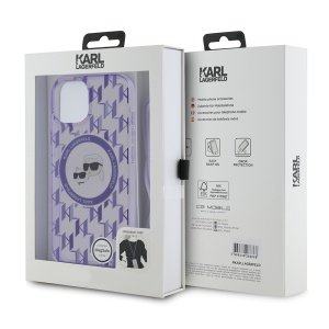 Husa pentru iPhone 15 - Karl Lagerfeld IML Crossbody MagSafe (KLHMP15SHCKCKLCU) - Purple Mono Karl&Choupette - Img 6