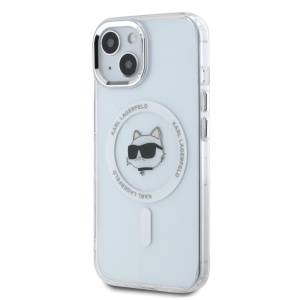 Husa pentru iPhone 15 - Karl Lagerfeld IML MagSafe (KLHMP15SHLSCHH) - White Metal Choupette`s Head - Img 2