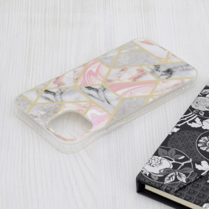 Husa pentru iPhone 15 Plus - Techsuit Marble Series - Pink Hex - Img 4